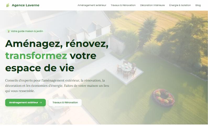 Page d'accueil du site Agence Laverne
