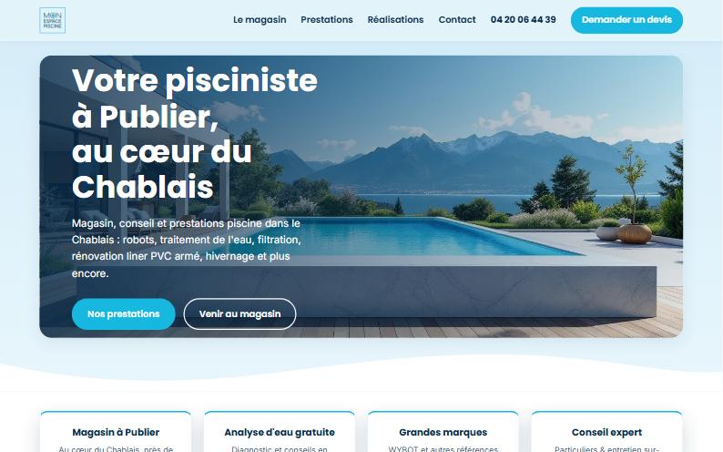 Page d'accueil du site Mon Espace Piscine